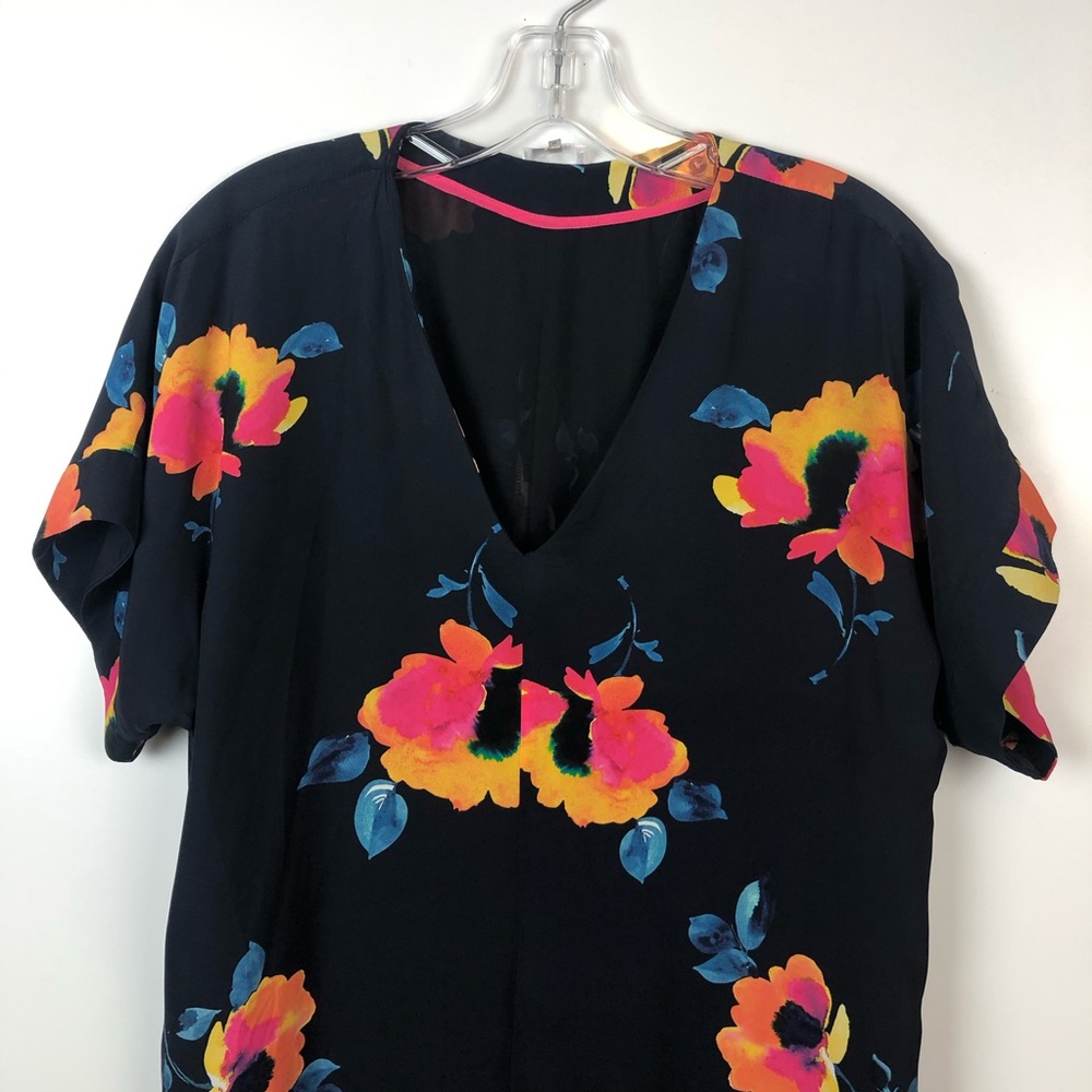 ECRU fully lined vibrant floral dress - Picture 2 of 8